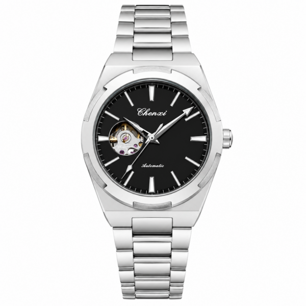 CHENXI 8806G Men's Automatic Watch - Luxury Open Heart Mechanical Wristwatch with Integrated Stainless Steel Bracelet