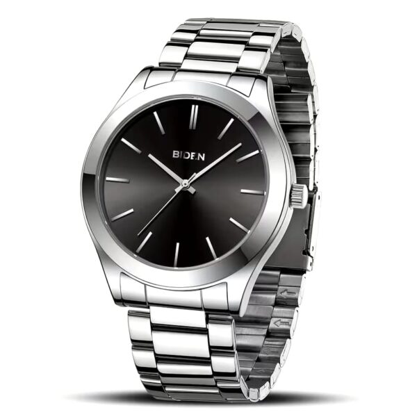 BIDEN Men's Stainless Steel Strap Simulated Quartz Watch