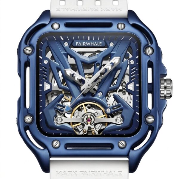 Mark Fairwhale Men's Luxury Automatic Watch — Hollow-Out Skeleton Mechanical Wristwatch