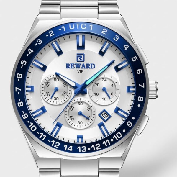 REWARD VIP Men's Stainless Steel Chronograph Watch (Blue/Silver)